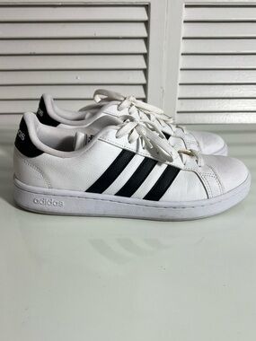 adidas White Sneakers with Black Three-Stripes